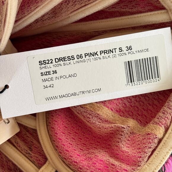 Magda Butrym Strapless Pleated Silk Mini Dress Pink‎ Floral Size FR 36 US 4 NWT - Picture 7 of 10